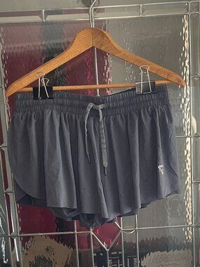 Luogongzi Women's 2XL Gray 2 in 1 Flowy Running Shorts Gym Yoga